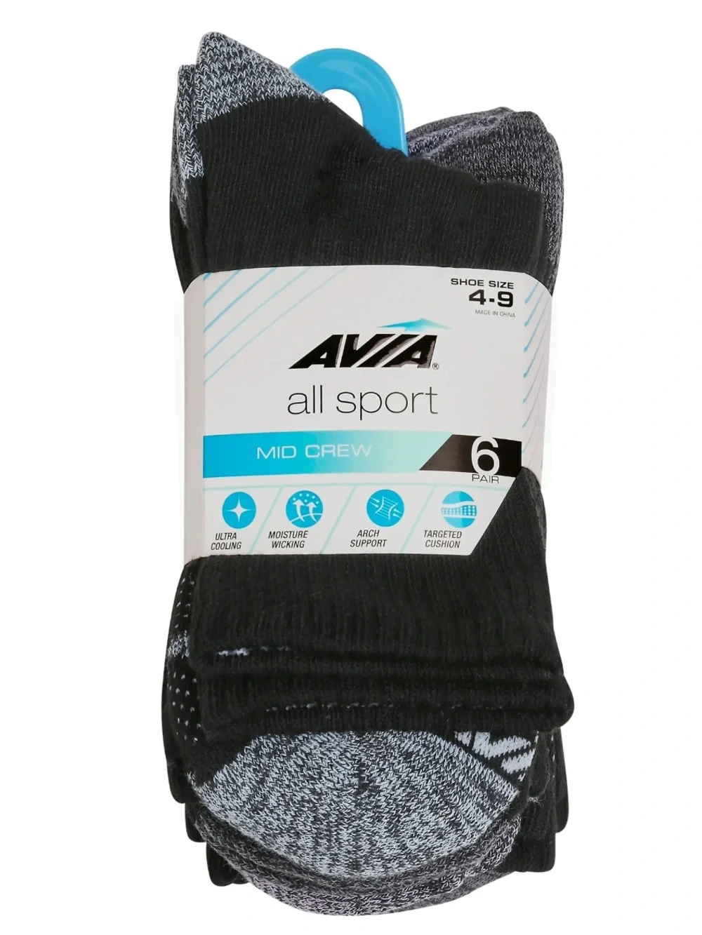Avia Women's All Sport Cushion Mid Crew Socks, 6-Pack Size 4-9